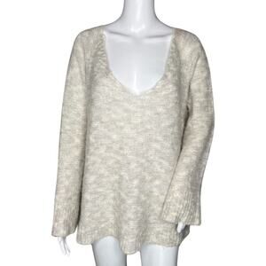 Free People Sweater Women Small Marled Light‎ Gray Beige Alpaca Boho Oversized
